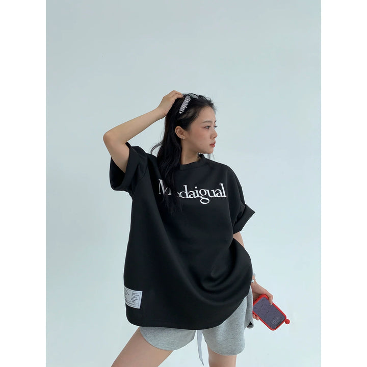Casual Letter Print Short Sleeve Turtleneck