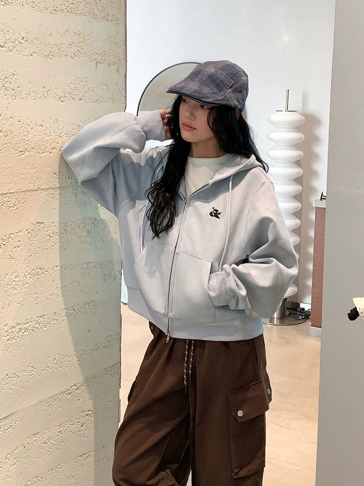 Hooded Zip-Up Short Coat