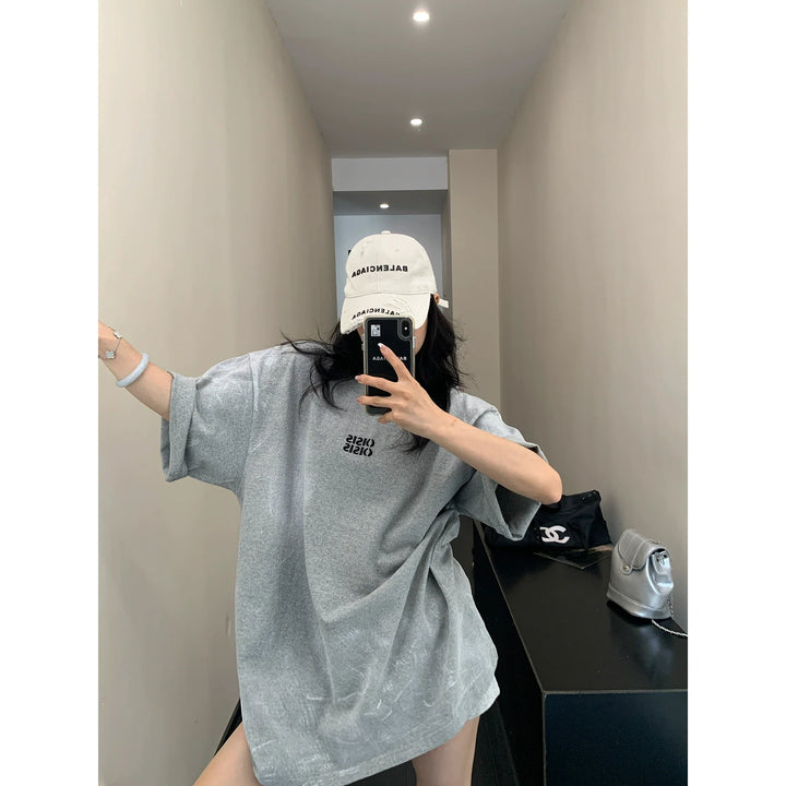 Oversized Embroidered Short Sleeve T-shirt