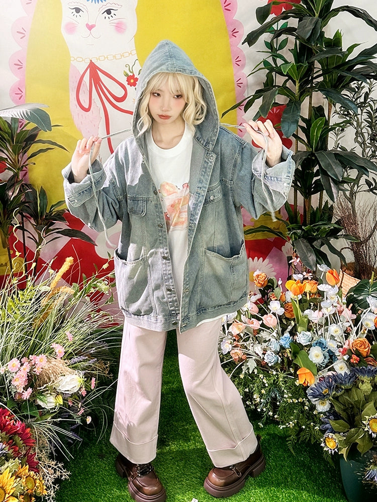 Denim Hooded Short Coat
