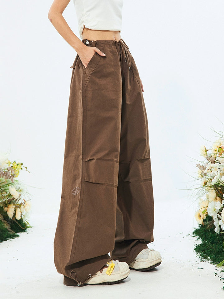 Wide-Leg Drawstring Casual Pants