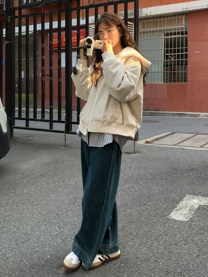 Wide-Leg High-Rise Denim Pants
