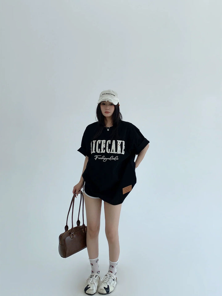 Embroidered Cotton Oversized Short Sleeve T-shirt