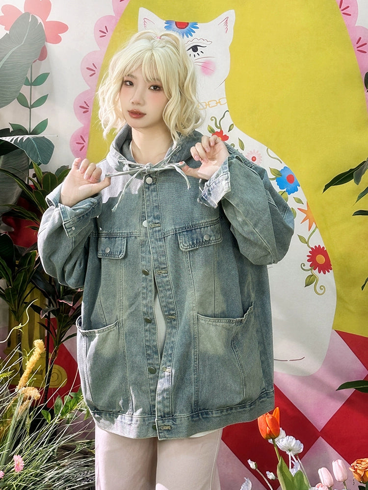 Denim Hooded Short Coat