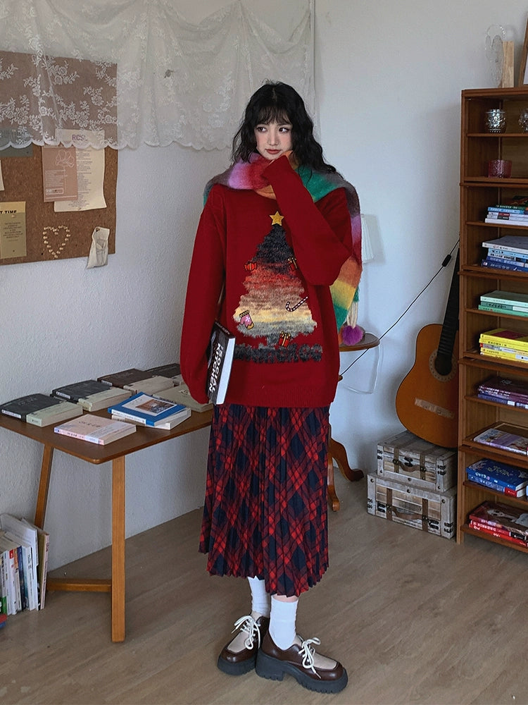 Christmas Tree Embroidered Sweater