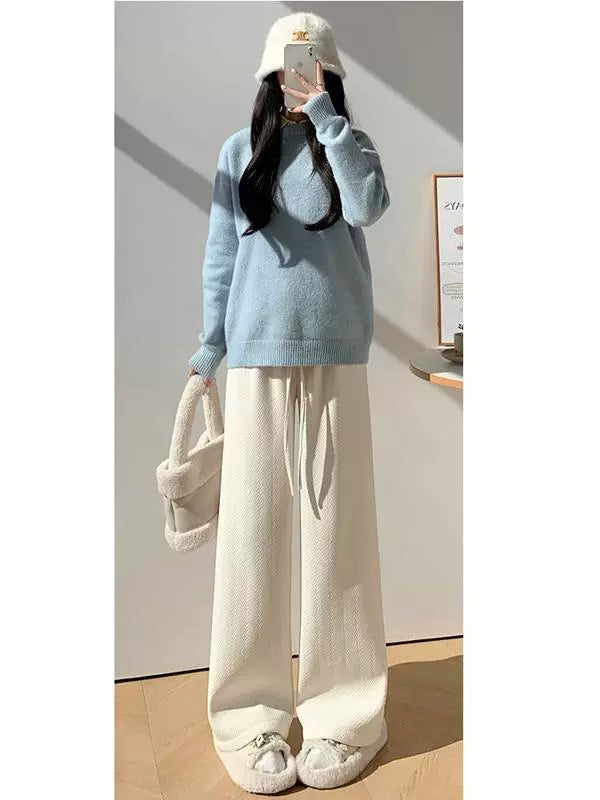 Herringbone Pattern Casual Pants