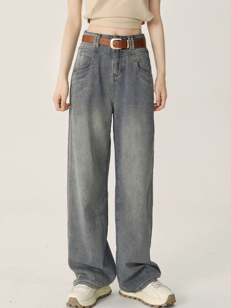 Wide-Leg Casual Denim Pants