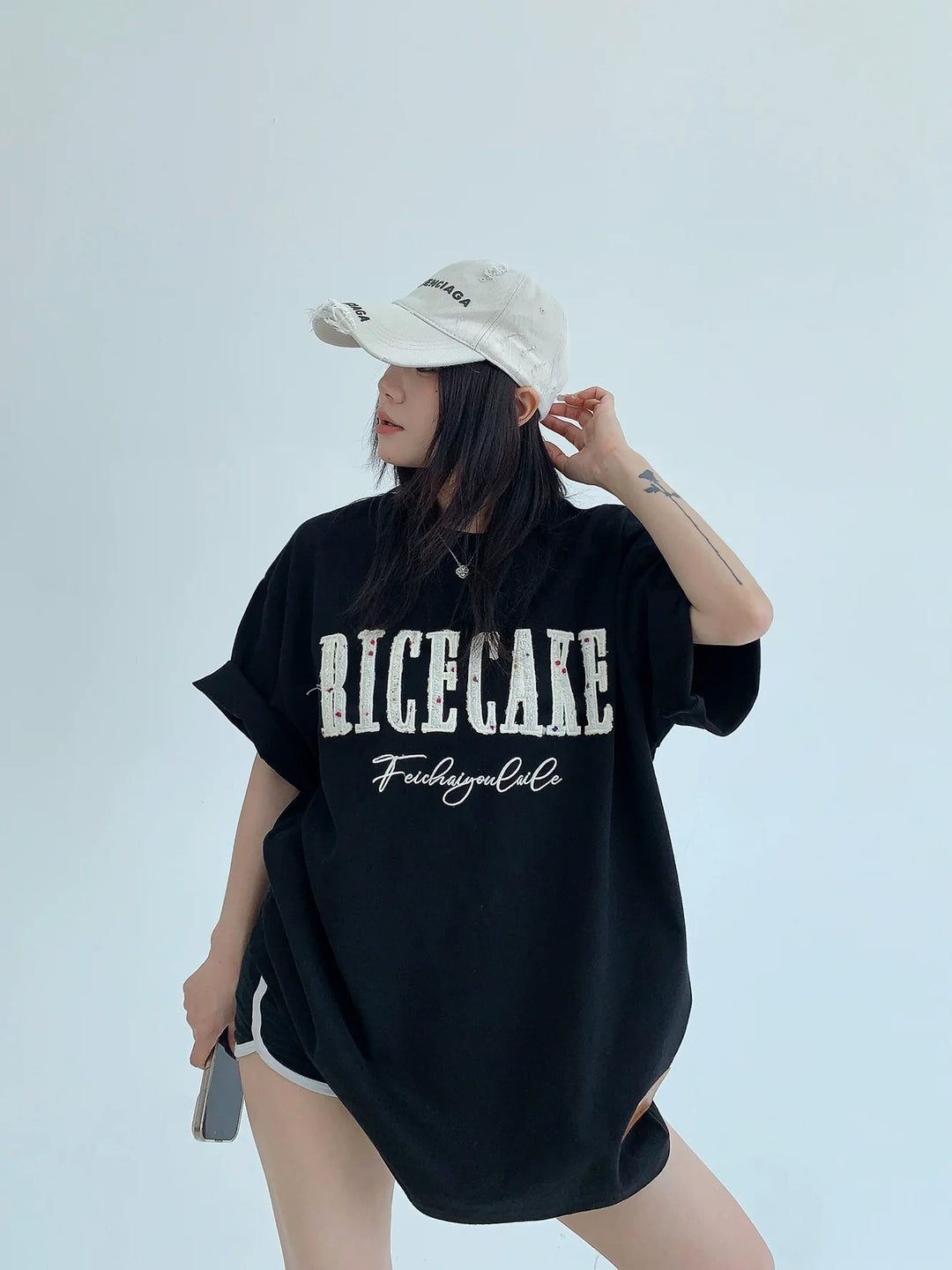 Embroidered Cotton Oversized Short Sleeve T-shirt