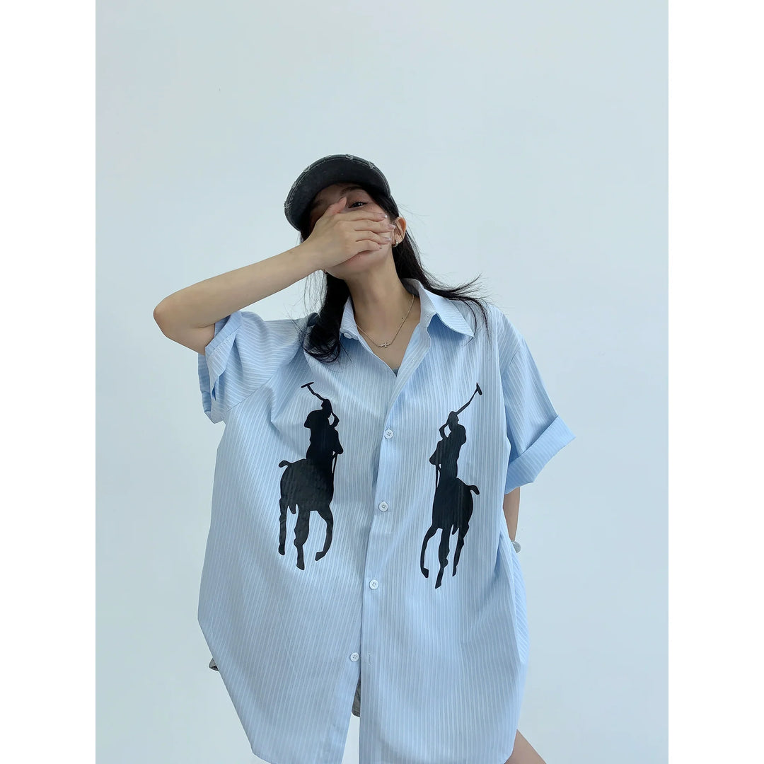 Loose Striped Short Sleeve Shirt