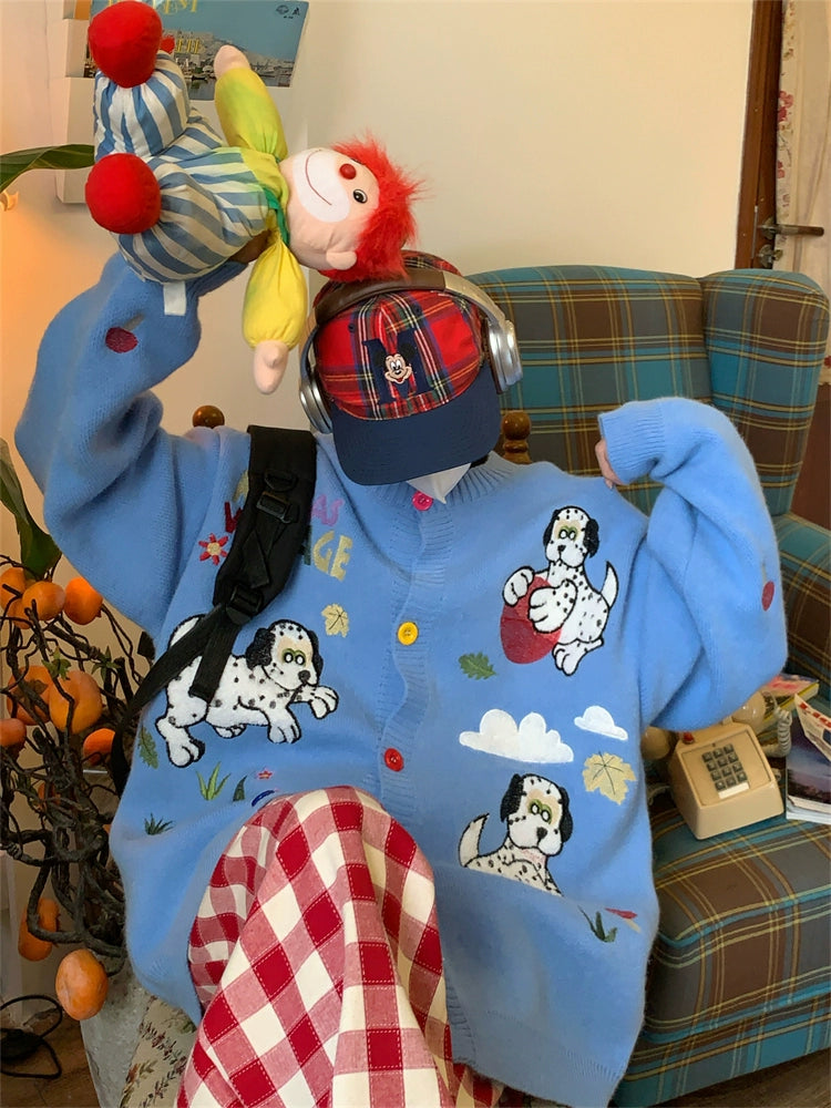 Playful Cartoon Patterns Knit Sweater