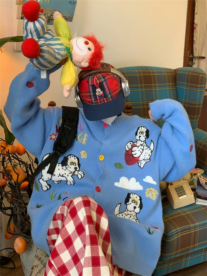 Playful Cartoon Patterns Knit Sweater