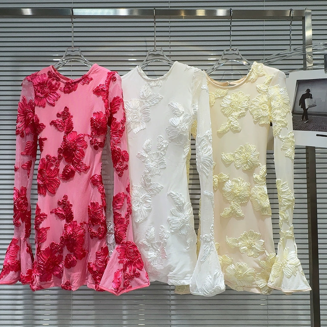 Floral Embroidered Long Sleeve Dress