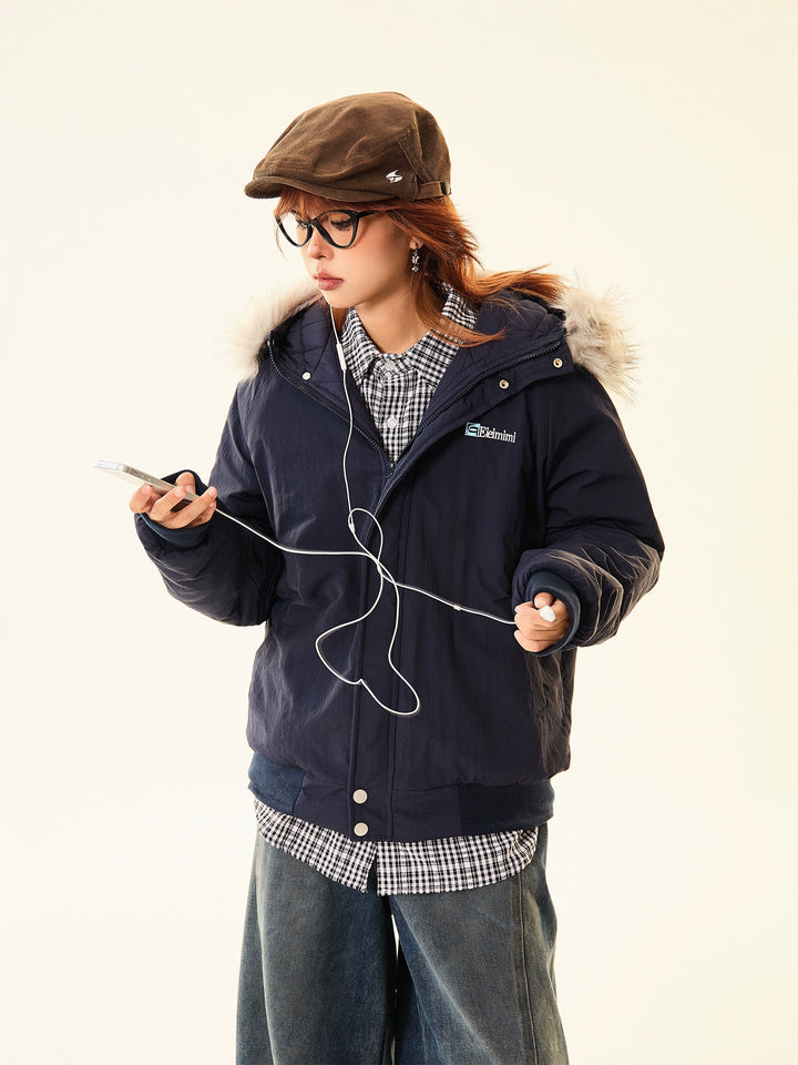 Faux Fur Trim Hooded Jacket