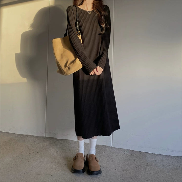 Round Neck Knitted Bottoming Dress