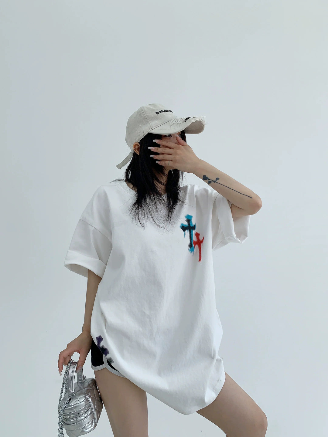 Cotton Graffiti Print Loose Fit T-Shirt