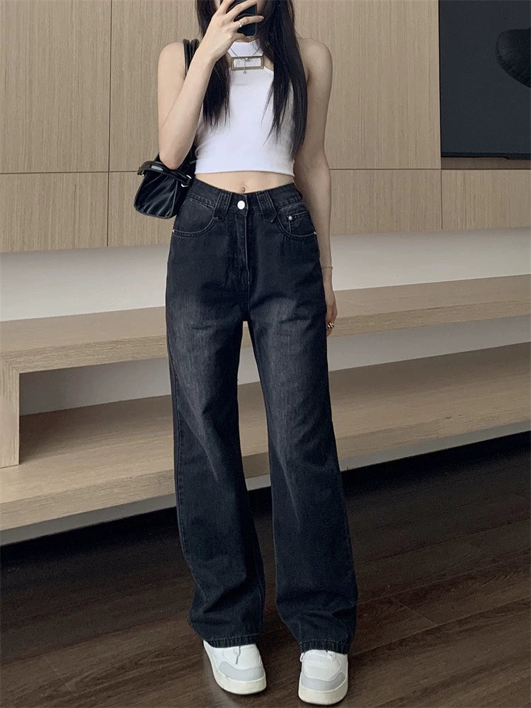 Wide-Leg High-Waisted Jeans