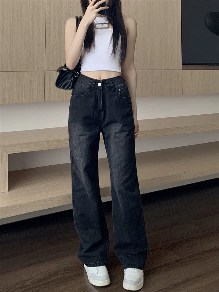 Wide-Leg High-Waisted Jeans