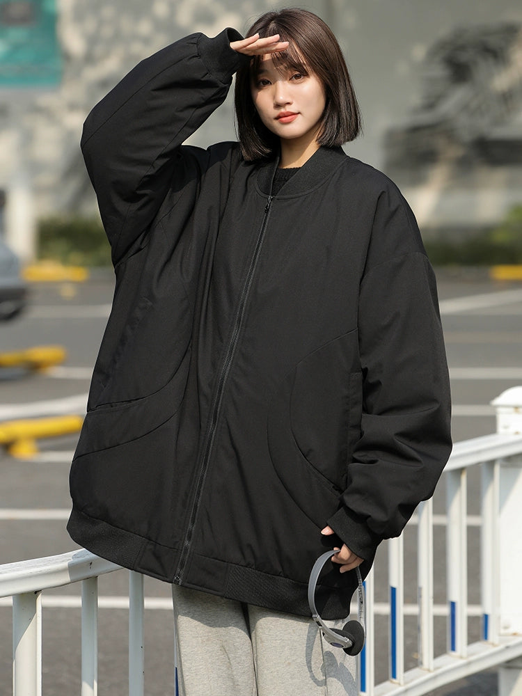 Oversized Cotton-Padded Zipper Jacket