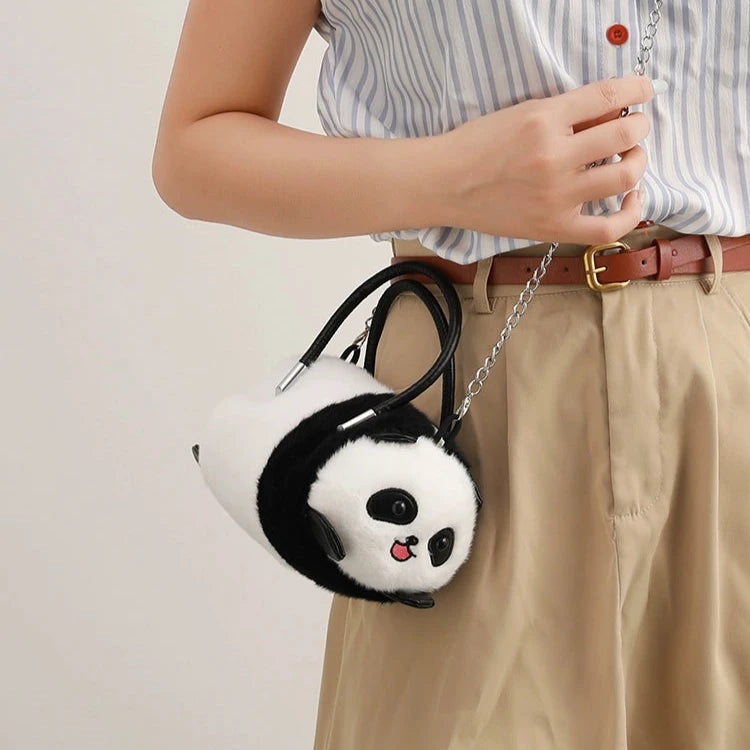 Plush Panda-Shaped Handbag