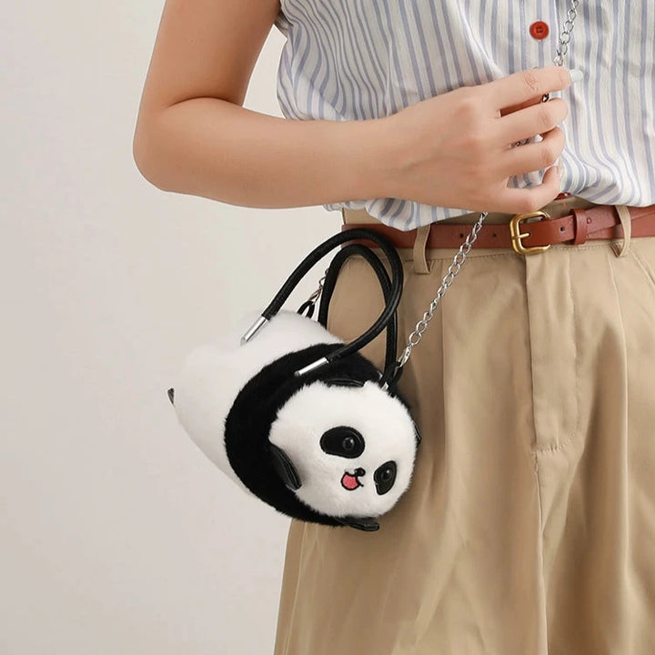 Plush Panda-Shaped Handbag