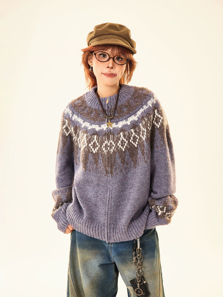 Cozy Patterned Knit Sweater