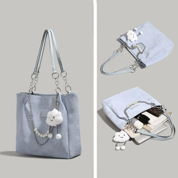 Cloud Charm Pearl Chain Tote Bag