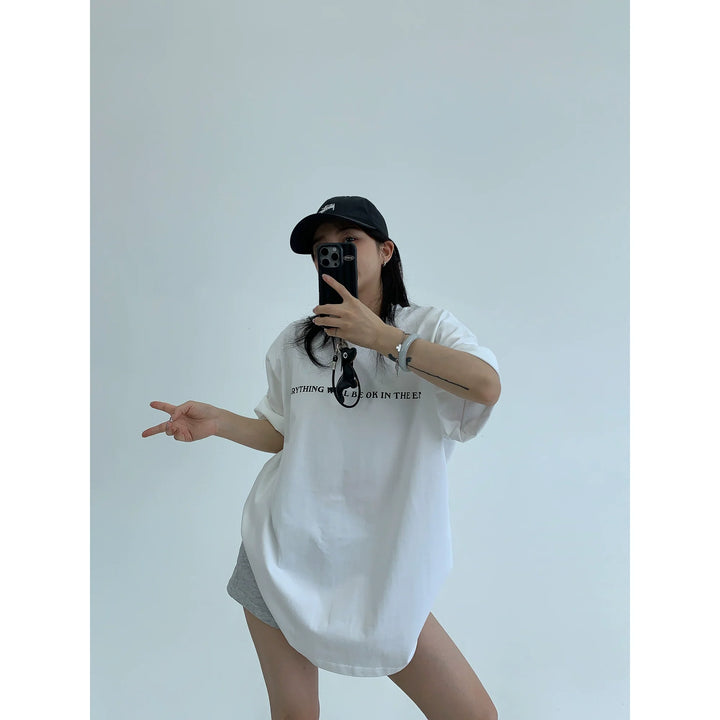 Cotton Letter Print Casual Short Sleeve Top
