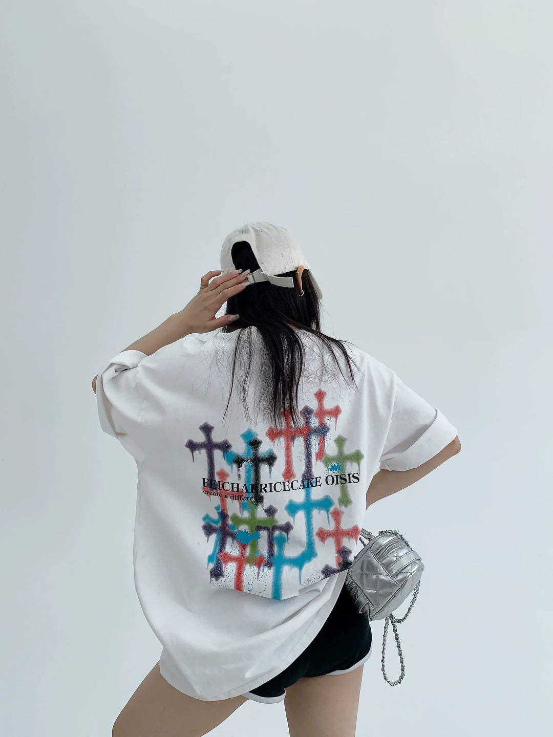 Cotton Graffiti Print Loose Fit T-Shirt