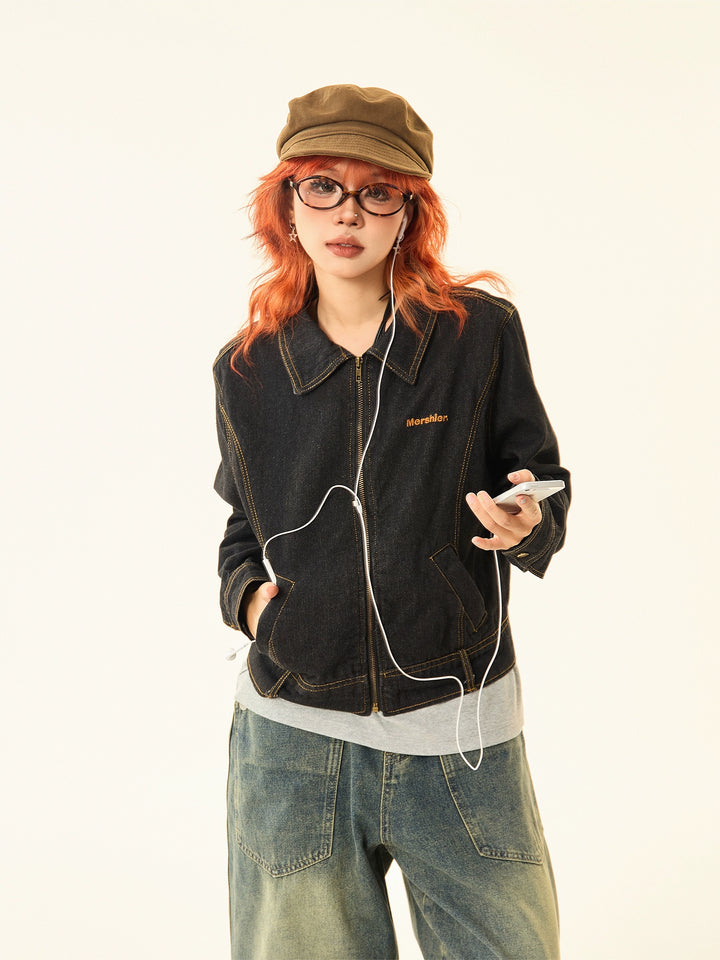 Casual Denim  Pockets Short Coat