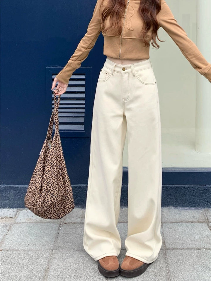 Wide-Leg High-Waist Denim Pants