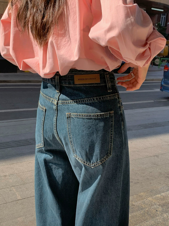 Wide-Leg High-Rise Denim Pants