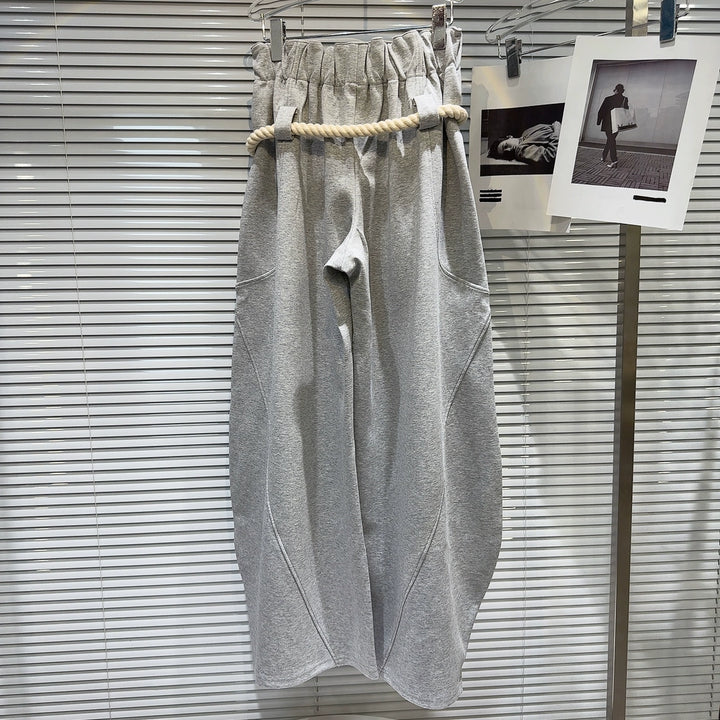 Drawstring Waist Wide-Leg Casual Pants