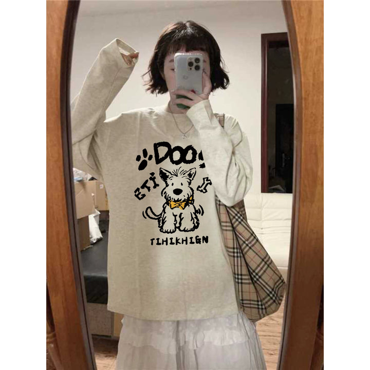 Cartoon Dog Graphic Long Sleeve T-Shirt