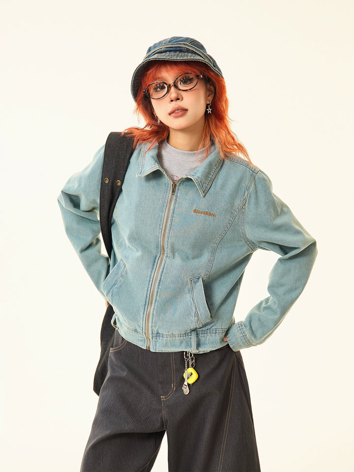 Casual Denim  Pockets Short Coat