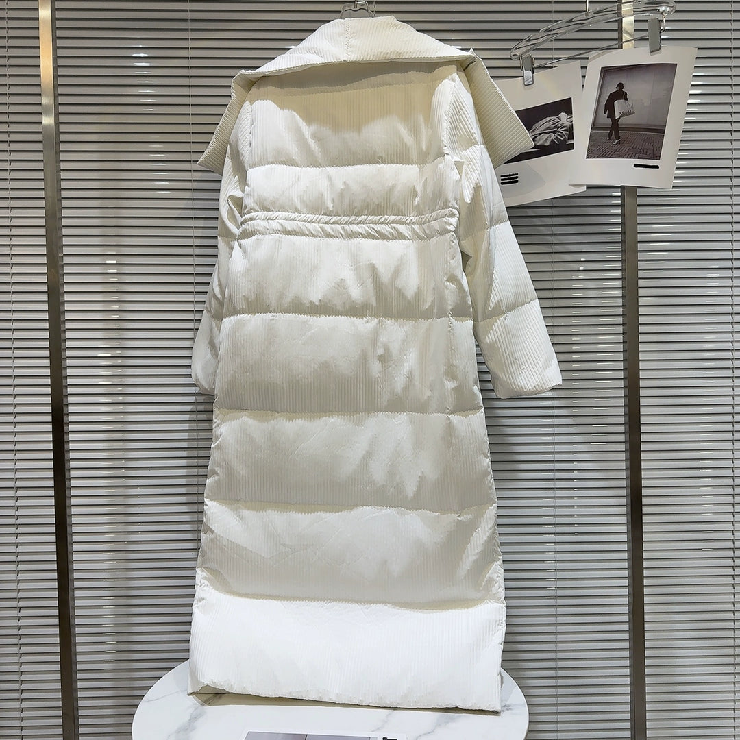 Oversized Collar Padded Long Down Jacket