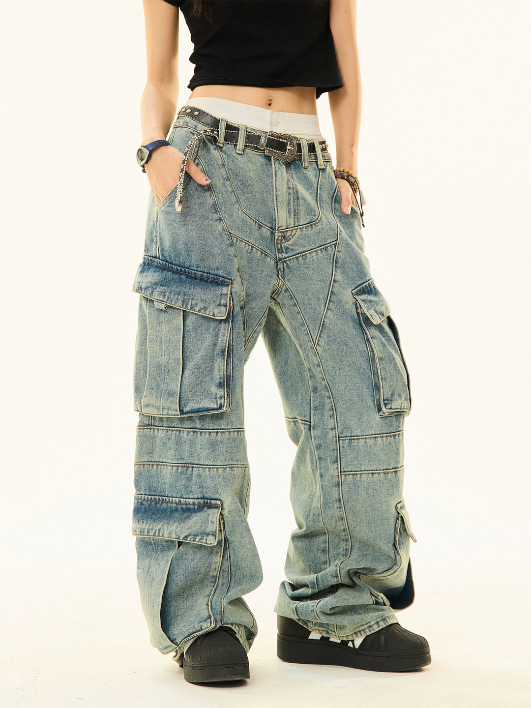 Vintage Multi-Pocket Cargo Jeans