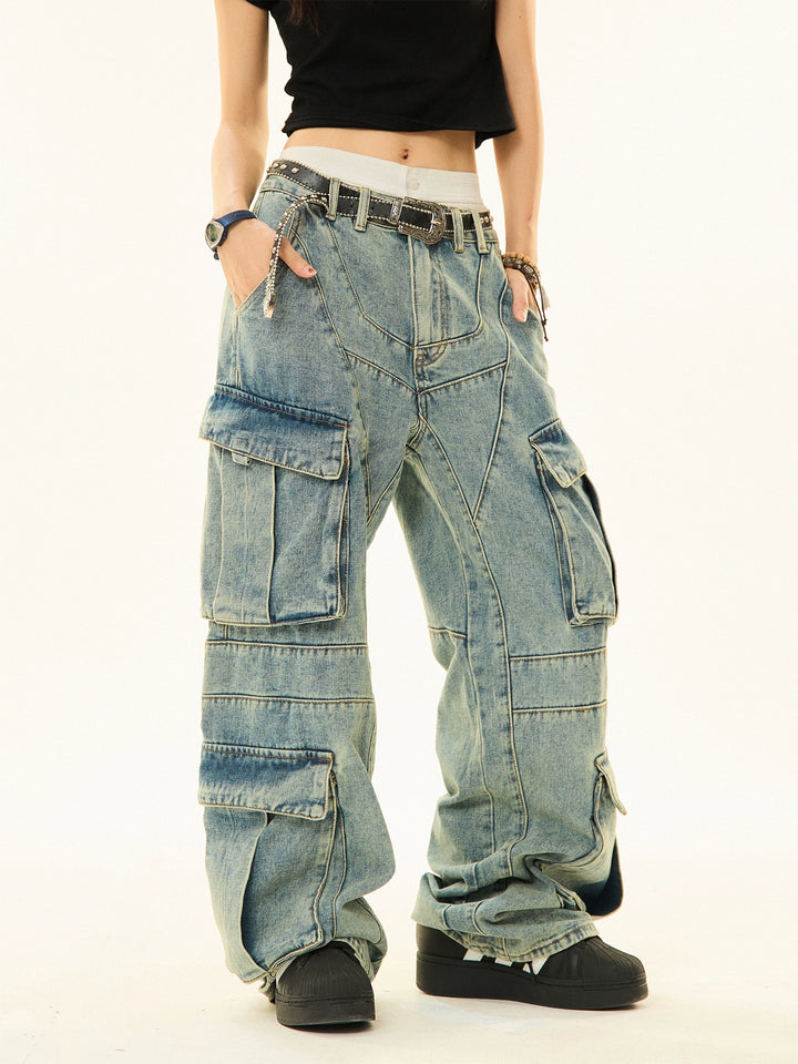 Vintage Multi-Pocket Cargo Jeans