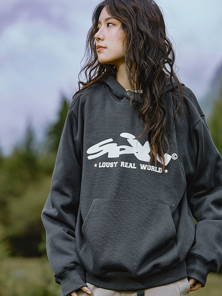Logo Print Casual Hooded Sweatshirt