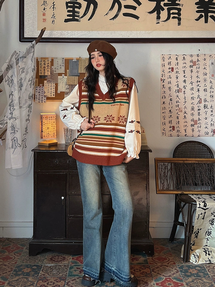 Wide-Leg High-Waist Denim Pants
