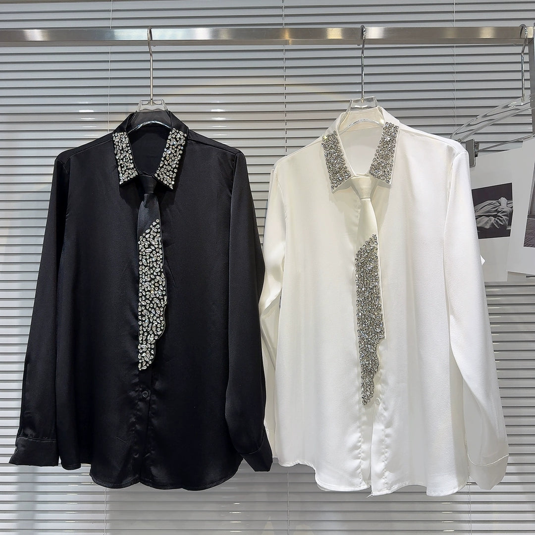 Embellished Collar Long Sleeve Shirt
