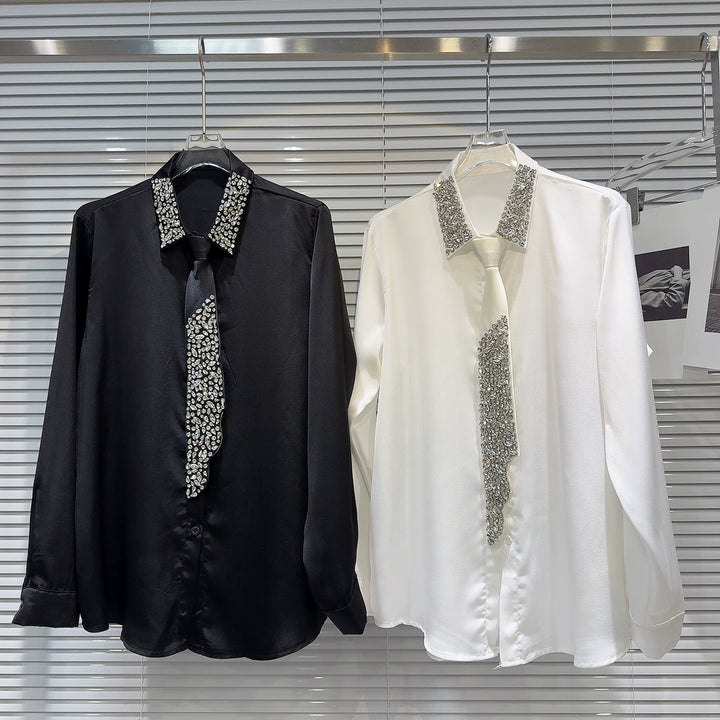 Embellished Collar Long Sleeve Shirt